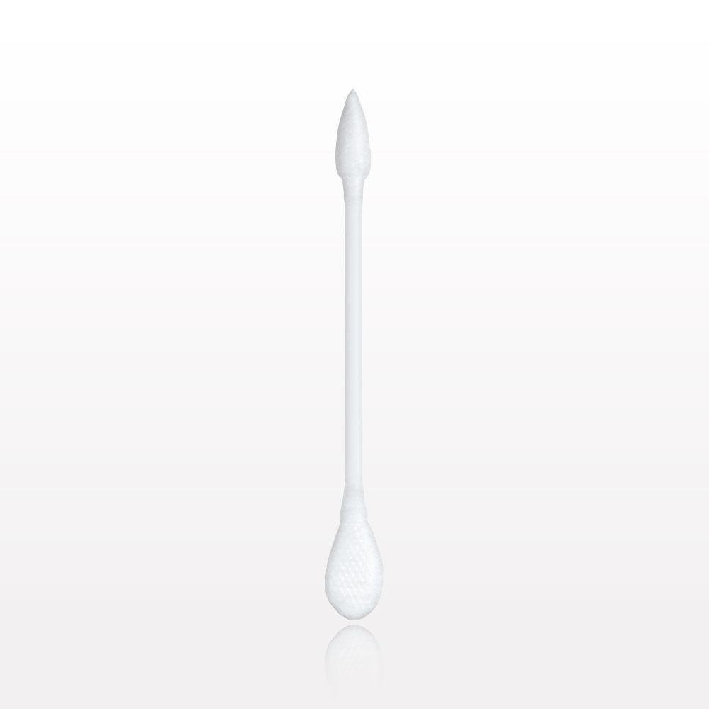 Dual Ended Point/Flat Oval Tip Swab with White Handle