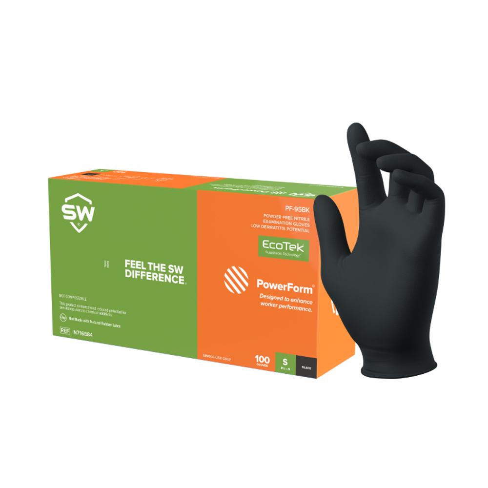 SW® Black Biodegradeable Gloves, Small