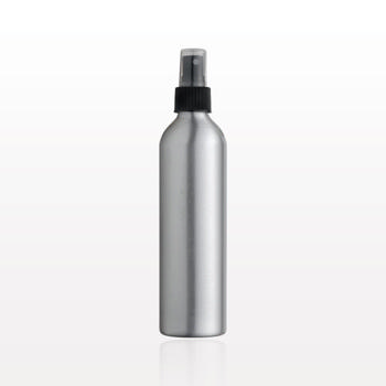Aluminum Bottle and Black Sprayer with Clear Overcap