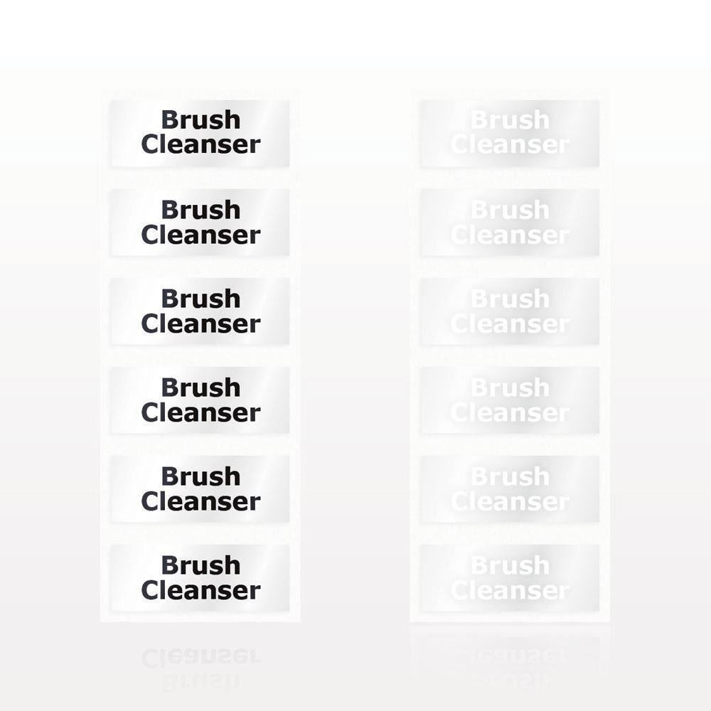 Brush Cleanser Label, Clear with White Lettering