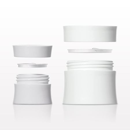 Hourglass Jar with Cap, White and Disc Liner, Clear