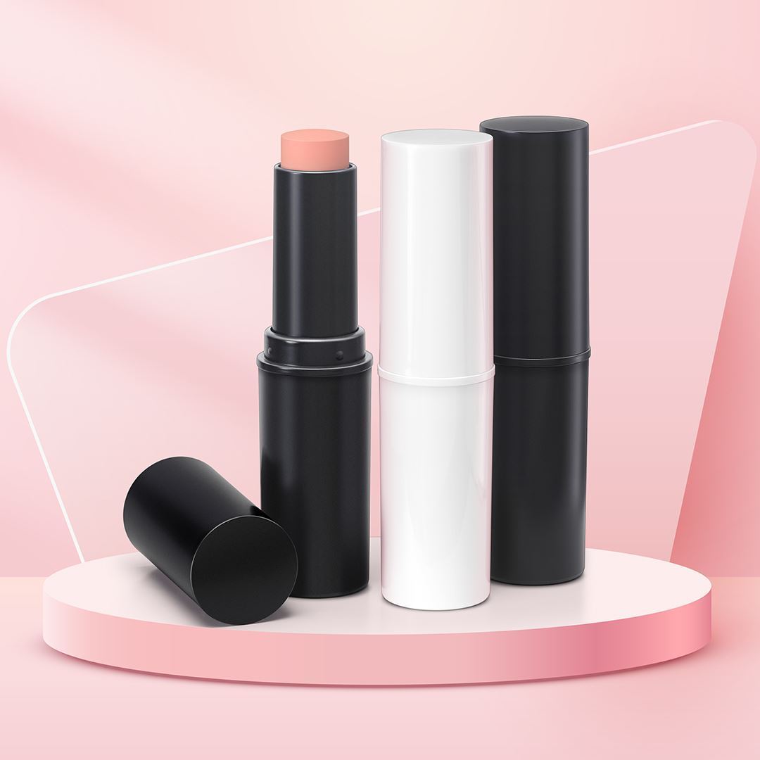 Round Twist-Up Makeup Stick Container and Cap, White