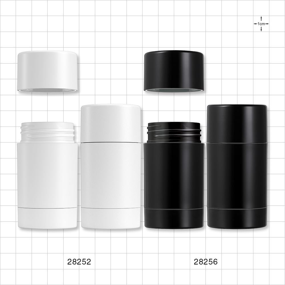 PCR Round Twist-Up Deodorant Container and Cap, Black