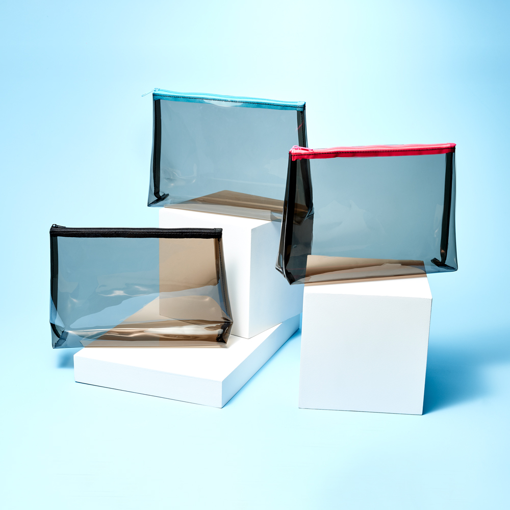 Jelly Zip Cosmetic Bag with Blue Zipper